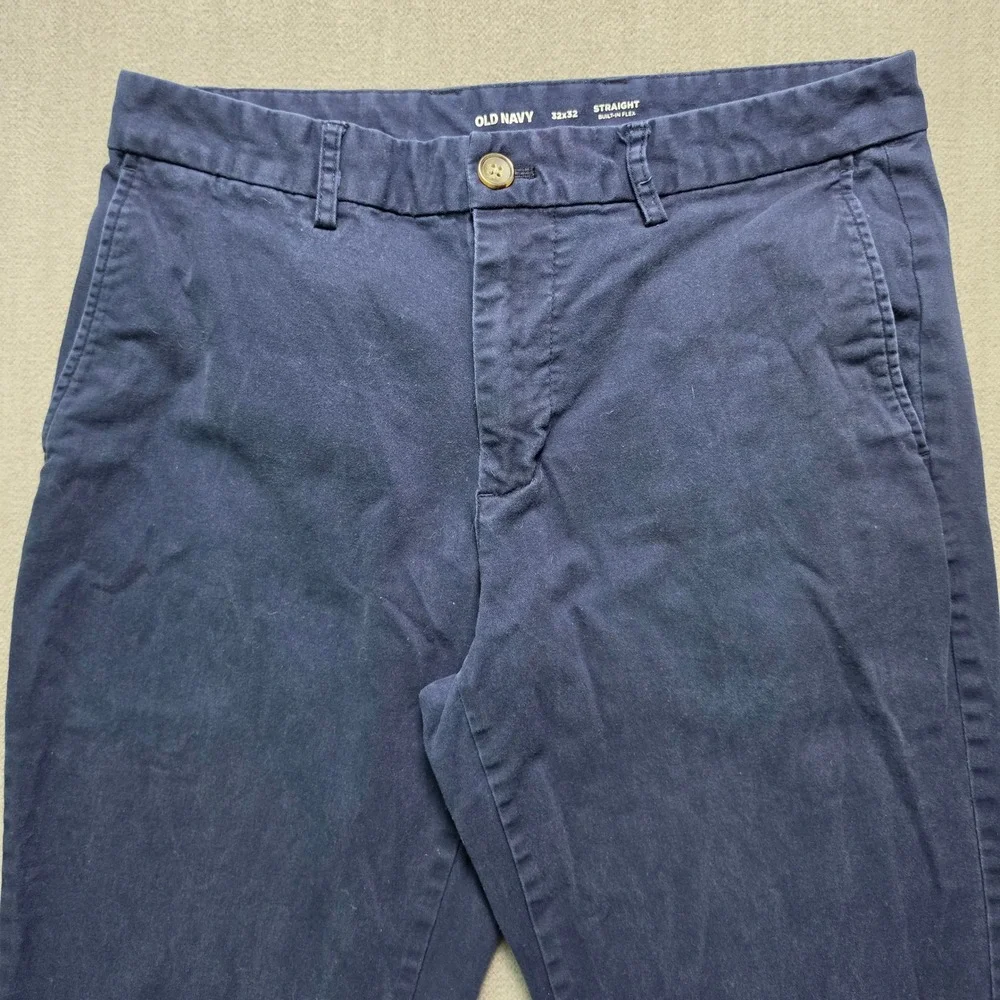 Old Navy Chino Pants Mens 32x32 Navy Blue Straight Built-In Flex Trousers